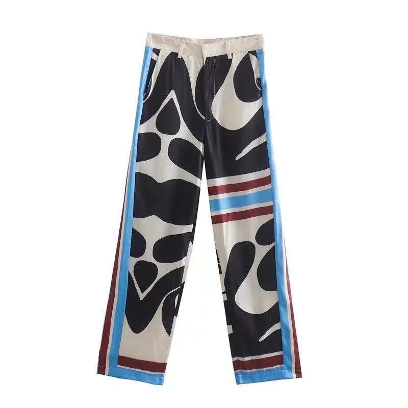 Flaxmaker Women Blue Casual Two piece Pants Set