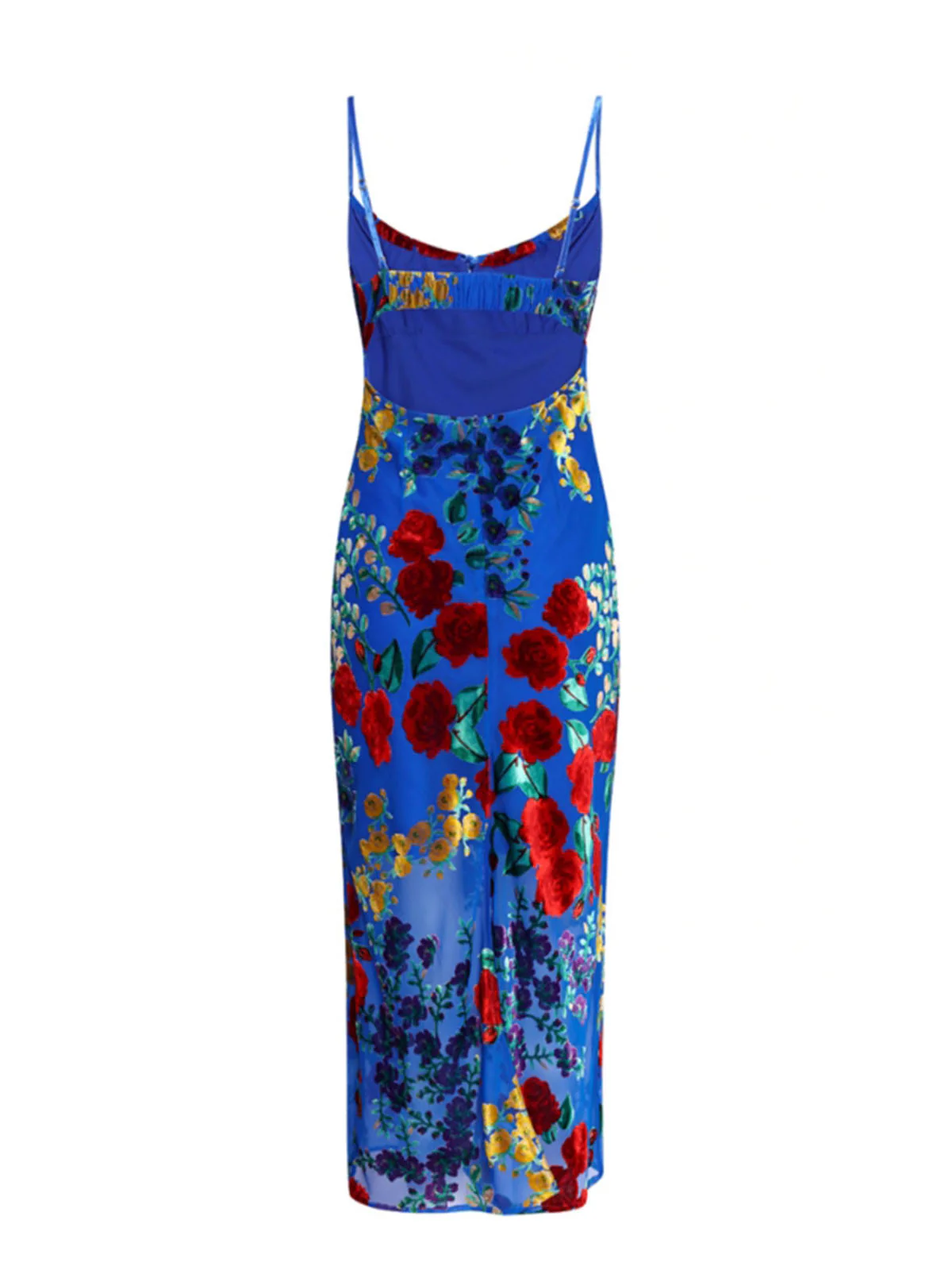 Velvet Floral Applique Cami Dress
