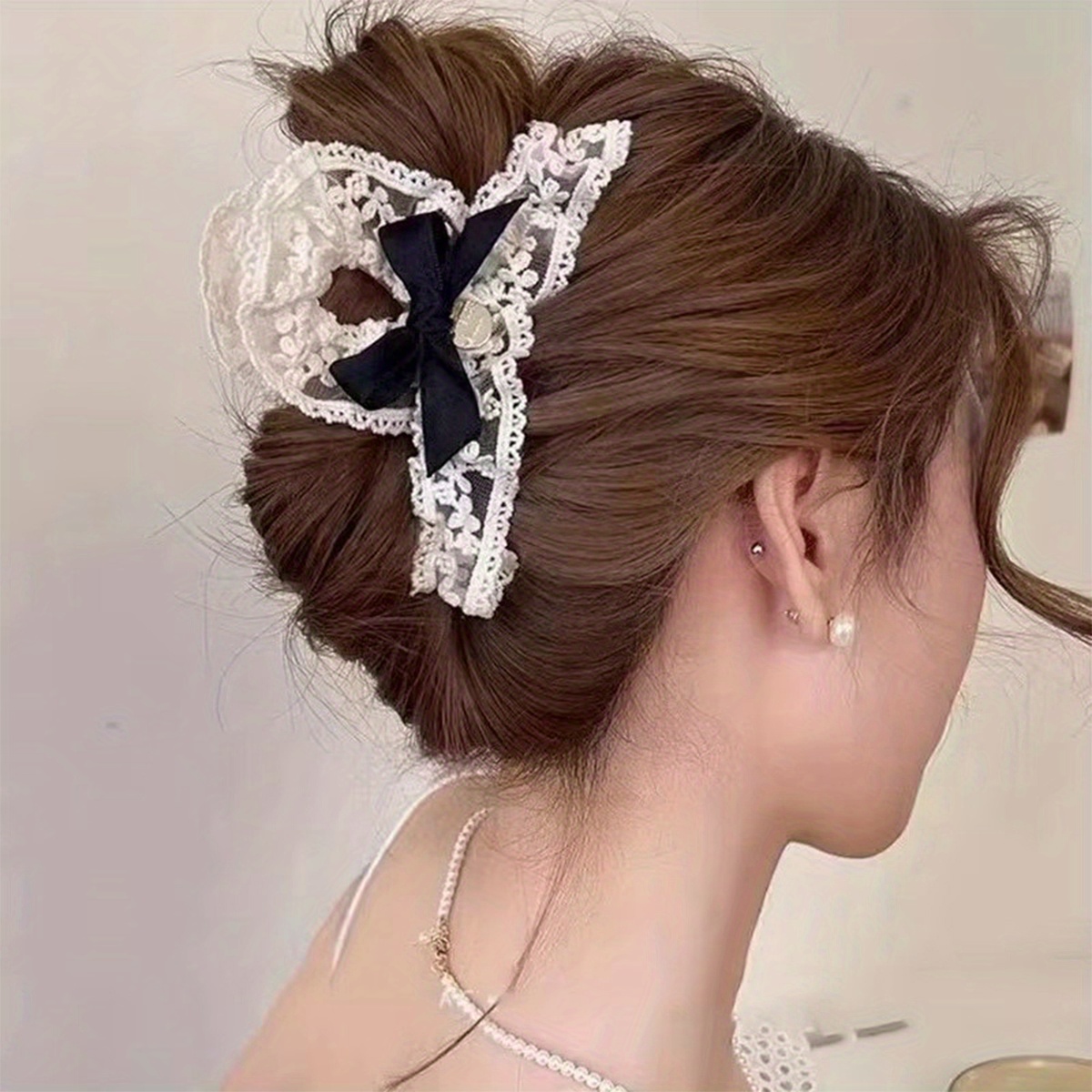 1pc Lovely Hair Claw French Bowknot\u002F Flower Hair Clip for Woman Makeup Ponytail Hair Delicate Jaw Clip for