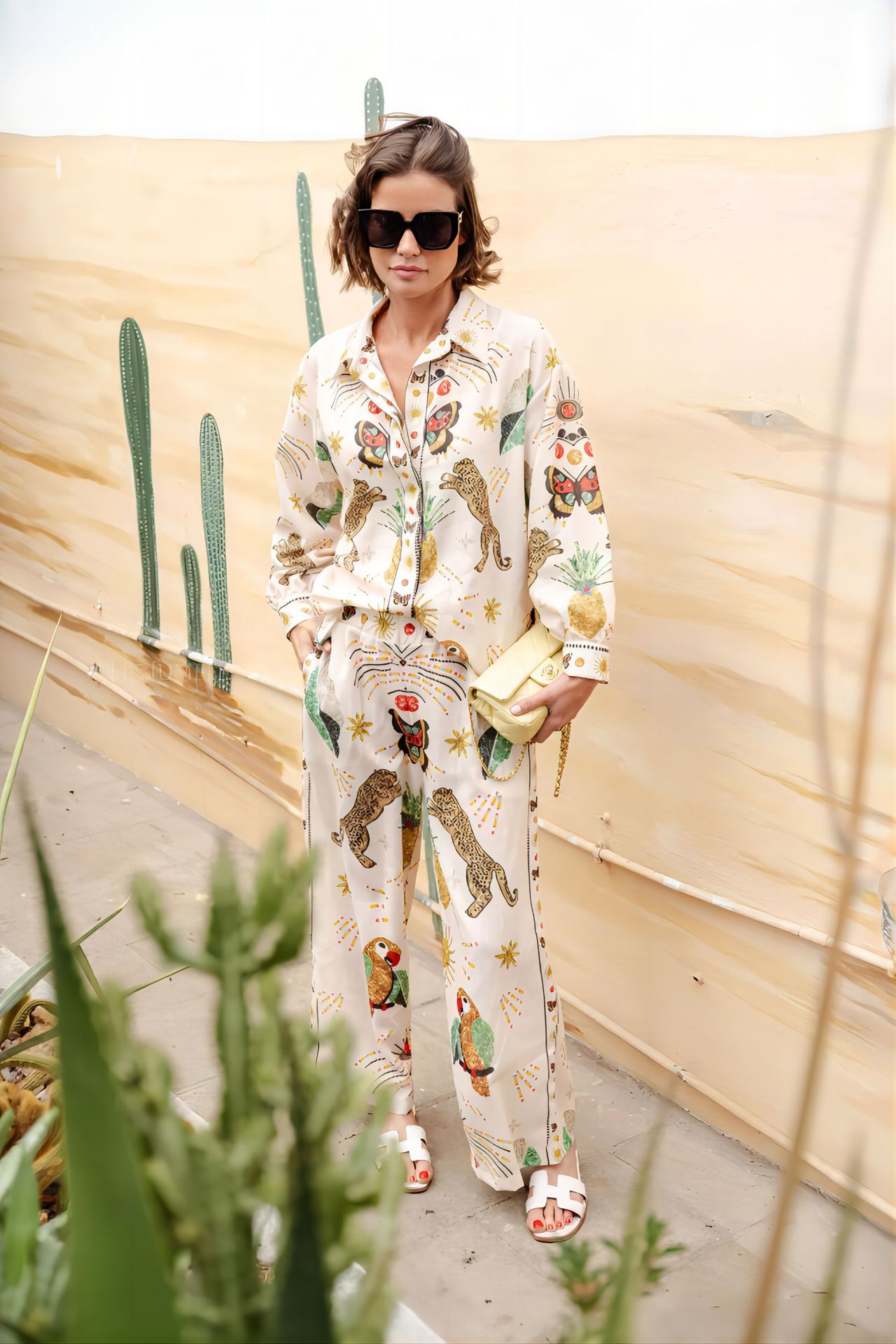 Graffiti Printed Long Sleeve Shirt and Pants Set