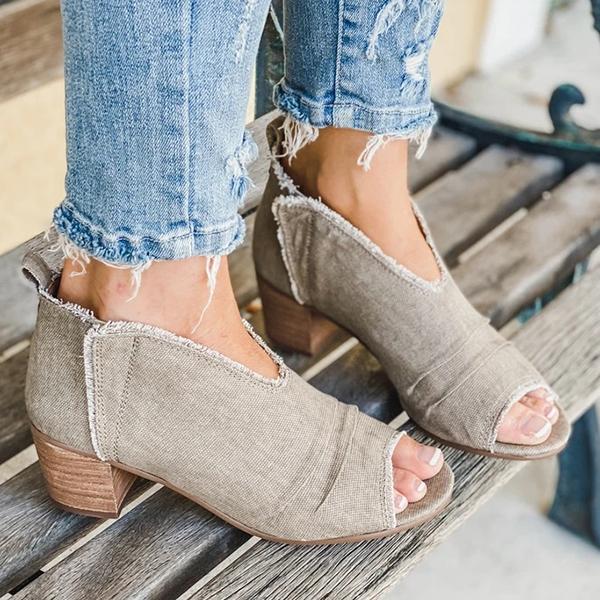 Women Chunky Canvas Sandals