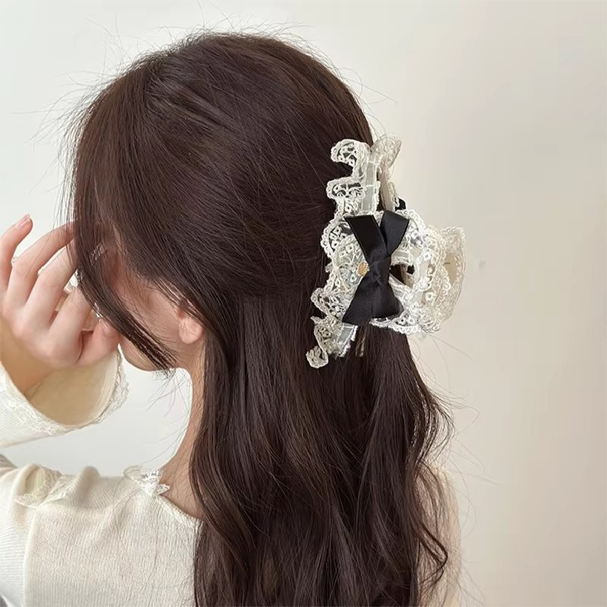 1pc Lovely Hair Claw French Bowknot\u002F Flower Hair Clip for Woman Makeup Ponytail Hair Delicate Jaw Clip for