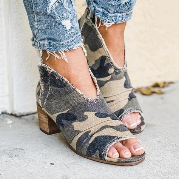 Women Chunky Canvas Sandals
