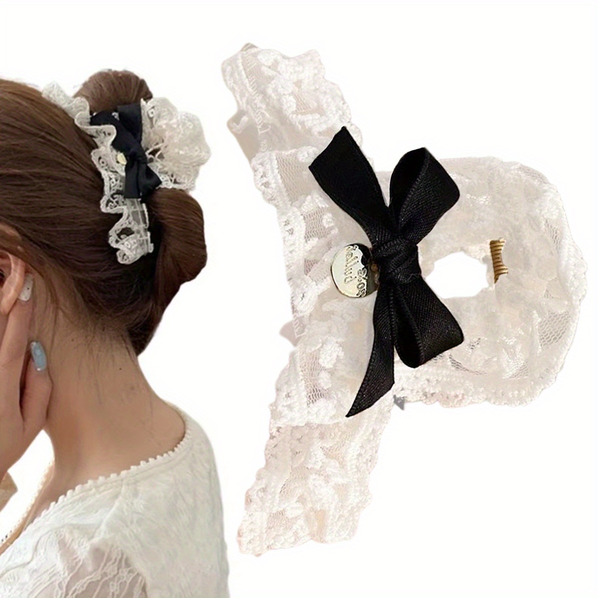 1pc Lovely Hair Claw French Bowknot\u002F Flower Hair Clip for Woman Makeup Ponytail Hair Delicate Jaw Clip for
