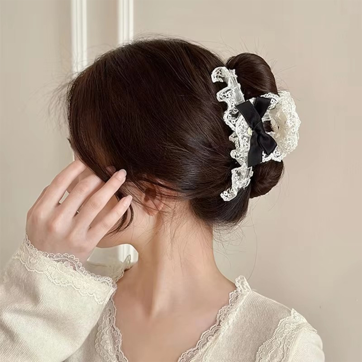 1pc Lovely Hair Claw French Bowknot\u002F Flower Hair Clip for Woman Makeup Ponytail Hair Delicate Jaw Clip for